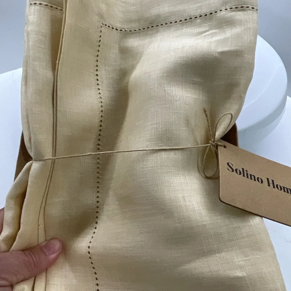 Solino Home Linen Table Runner 100% Champagne Beige 14” x 120”